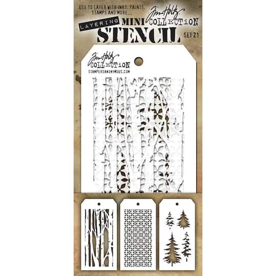 Stampers Anonymous Tim Holtz&#xAE; Mini #21 Layering Stencil Set